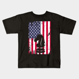 Chess Player Horse Piece American Flag Lovers Kids T-Shirt